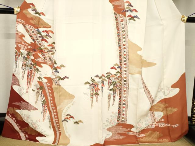 平和屋着物●訪問着　駒刺繍　吉祥花文　金彩　正絹　逸品　AABG5227ck
