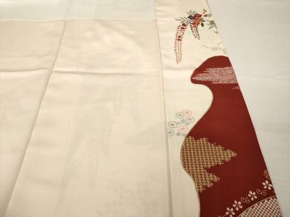 平和屋着物●訪問着　駒刺繍　吉祥花文　金彩　正絹　逸品　AABG5227ck
