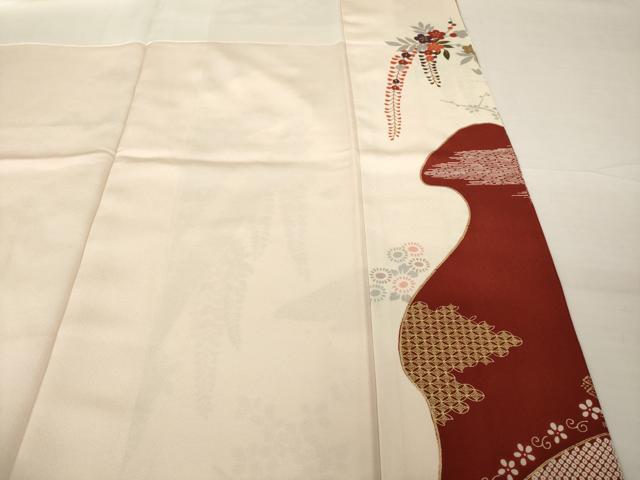 平和屋着物●訪問着　駒刺繍　吉祥花文　金彩　正絹　逸品　AABG5227ck