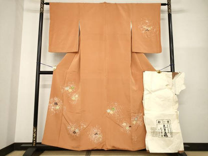 平和屋着物●銀座　志ま亀　訪問着　舞花文　たとう紙付き　正絹　逸品　AABG5231ck