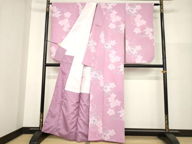 平和屋着物●小振袖　二尺袖　桜　洗える着物　AABG5241ck