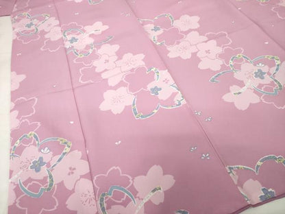 平和屋着物●小振袖　二尺袖　桜　洗える着物　AABG5241ck