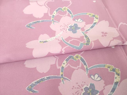 平和屋着物●小振袖　二尺袖　桜　洗える着物　AABG5241ck