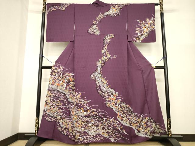 平和屋着物●訪問着　流水花文　正絹　逸品　AABG5247ck