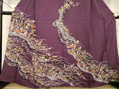 平和屋着物●訪問着　流水花文　正絹　逸品　AABG5247ck