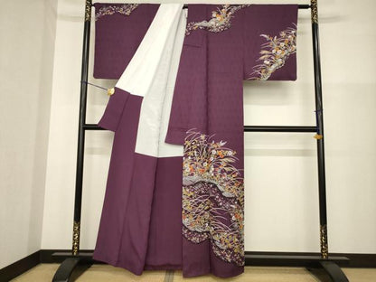 平和屋着物●訪問着　流水花文　正絹　逸品　AABG5247ck