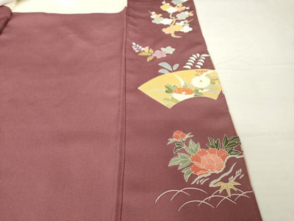 平和屋着物●創業460年・千總　訪問着　駒刺繍　地紙花蝶文　暈し染め　金彩　正絹　逸品　AABG5250ck