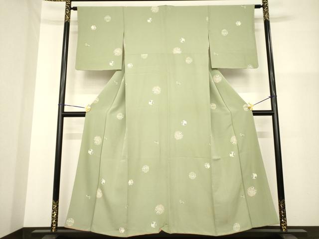 平和屋着物●上質な小紋　型染め　丸文　正絹　逸品　AABG5252ck