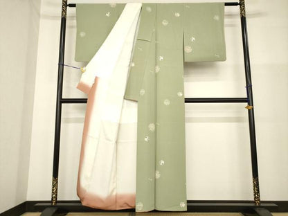 平和屋着物●上質な小紋　型染め　丸文　正絹　逸品　AABG5252ck