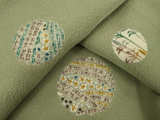 平和屋着物●上質な小紋　型染め　丸文　正絹　逸品　AABG5252ck
