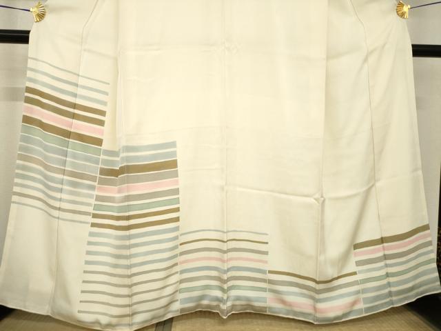 平和屋着物●訪問着　横段文　正絹　逸品　AABG5253ck