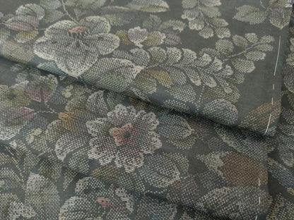 平和屋着物●本場大島紬　辻が花　カタス9マルキ　草花文　正絹　逸品　AABG5256ck