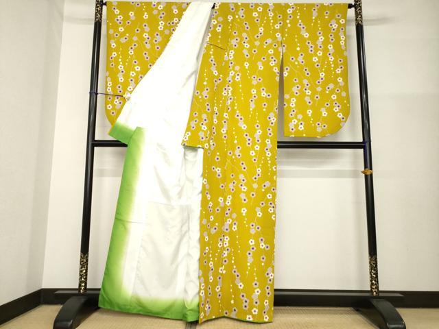 平和屋着物●小振袖　二尺袖　枝梅文　洗える着物　AABG5260ck
