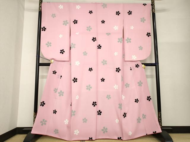 平和屋着物●小振袖　二尺袖　舞桜文　金彩　洗える着物　AABG5262ck