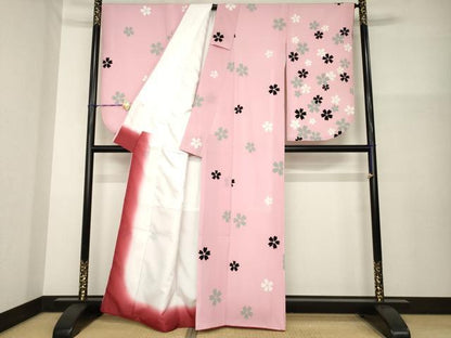 平和屋着物●小振袖　二尺袖　舞桜文　金彩　洗える着物　AABG5262ck