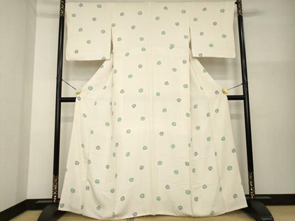 平和屋着物●上質な小紋　友禅　舞花文　正絹　逸品　AABG5265ck