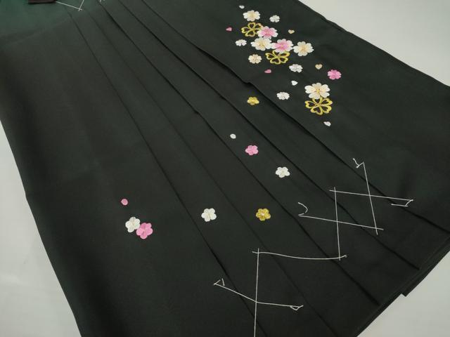 平和屋着物●女性　行灯袴　刺繍　桜　洗える着物　未使用　AABG5266ck