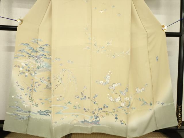 平和屋着物●名門・上野家　上野街子　清染居　訪問着　風景文　暈し染め　正絹　逸品　AABG5268ck