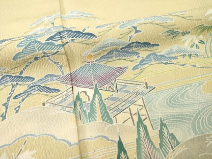 平和屋着物●名門・上野家　上野街子　清染居　訪問着　風景文　暈し染め　正絹　逸品　AABG5268ck