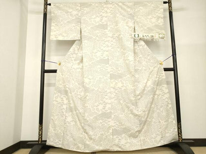 平和屋着物●やまだ織　本塩沢　200亀甲　花籬文　証紙付き　正絹　逸品　AABG5269ck