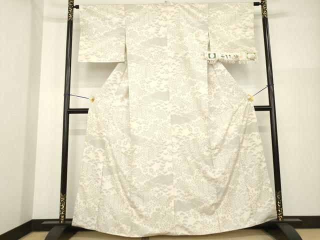 平和屋着物●やまだ織　本塩沢　200亀甲　花籬文　証紙付き　正絹　逸品　AABG5269ck