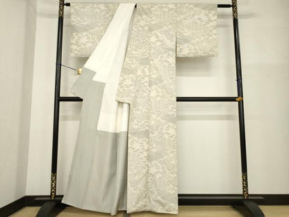 平和屋着物●やまだ織　本塩沢　200亀甲　花籬文　証紙付き　正絹　逸品　AABG5269ck