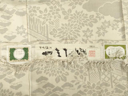 平和屋着物●やまだ織　本塩沢　200亀甲　花籬文　証紙付き　正絹　逸品　AABG5269ck