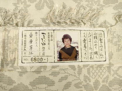 平和屋着物●やまだ織　本塩沢　200亀甲　花籬文　証紙付き　正絹　逸品　AABG5269ck