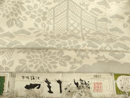 平和屋着物●やまだ織　本塩沢　200亀甲　花籬文　証紙付き　正絹　逸品　AABG5269ck