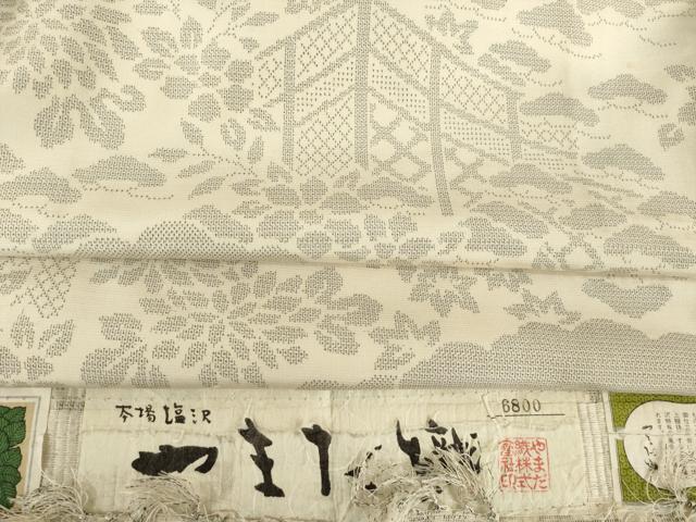 平和屋着物●やまだ織　本塩沢　200亀甲　花籬文　証紙付き　正絹　逸品　AABG5269ck