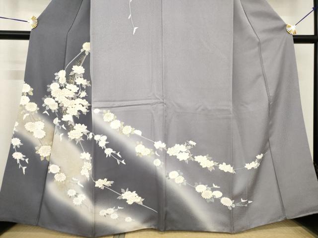 平和屋着物●訪問着　友禅　駒刺繍　枝花文　暈し染め　金彩　正絹　逸品　AABG5272ck
