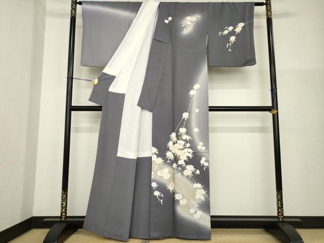 平和屋着物●訪問着　友禅　駒刺繍　枝花文　暈し染め　金彩　正絹　逸品　AABG5272ck