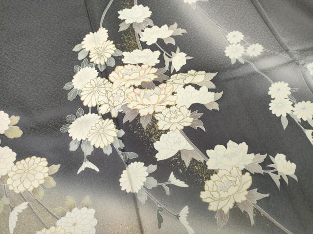 平和屋着物●訪問着　友禅　駒刺繍　枝花文　暈し染め　金彩　正絹　逸品　AABG5272ck