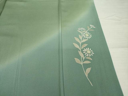 平和屋着物●訪問着　昨夏物　祐子　手描き　草花文　暈し染め　金彩　正絹　逸品　AABG5273ck