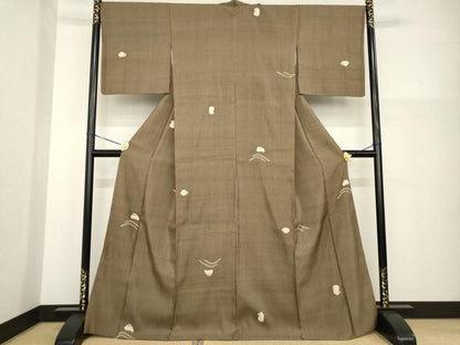平和屋着物●赤城紬　絞り　うさぎと亀　正絹　逸品　AABG5274ck
