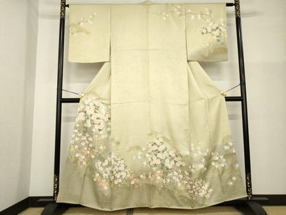 平和屋着物●訪問着　草花文　暈し染め　金彩　正絹　逸品　AABG5278ck