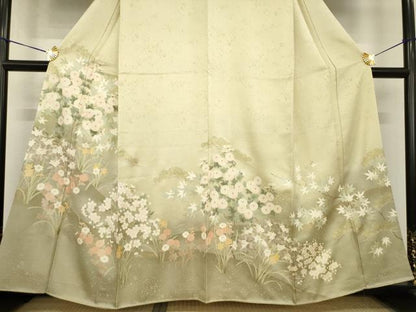 平和屋着物●訪問着　草花文　暈し染め　金彩　正絹　逸品　AABG5278ck