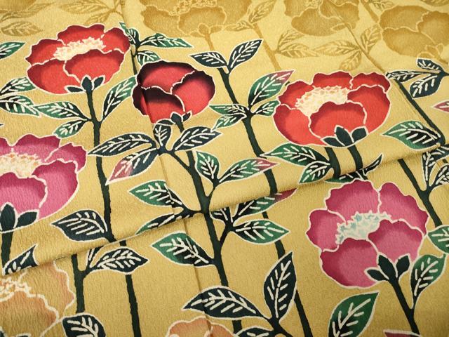 平和屋着物●伝統工芸士　小林文次郎　訪問着　型染め　草花文　正絹　逸品　AABG5279ck