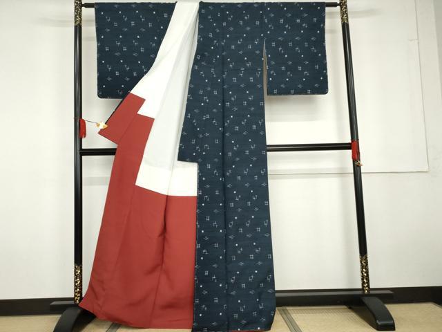 平和屋着物●上質な紬　琉球絣文様　正絹　逸品　未使用　AABG5283cs