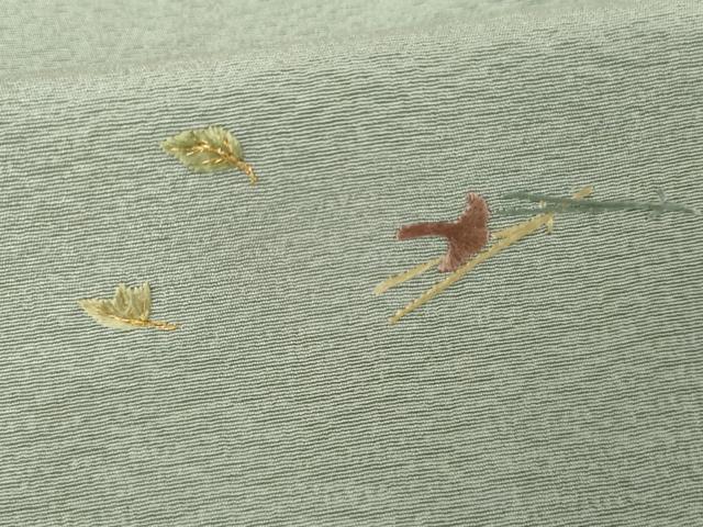 平和屋着物●上質な小紋　総刺繍　吹き寄せ花文　敷松葉　金糸　高島屋扱い　背抜き仕立て　正絹　逸品　AABG5292cs
