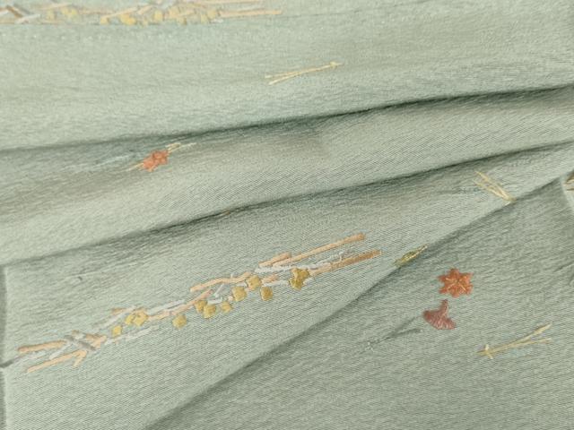 平和屋着物●上質な小紋　総刺繍　吹き寄せ花文　敷松葉　金糸　高島屋扱い　背抜き仕立て　正絹　逸品　AABG5292cs