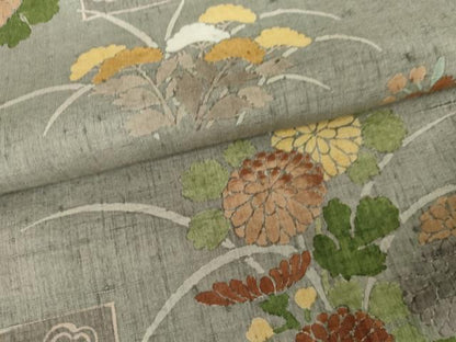 平和屋着物●訪問着　紬地　ろうけつ染　草花文　高島屋扱い　正絹　逸品　AABG5294cs