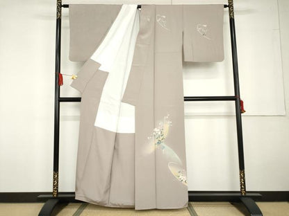 平和屋着物●訪問着　友禅　作家物　枝花文　金彩　正絹　逸品　AABG5296cs