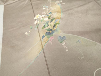 平和屋着物●訪問着　友禅　作家物　枝花文　金彩　正絹　逸品　AABG5296cs