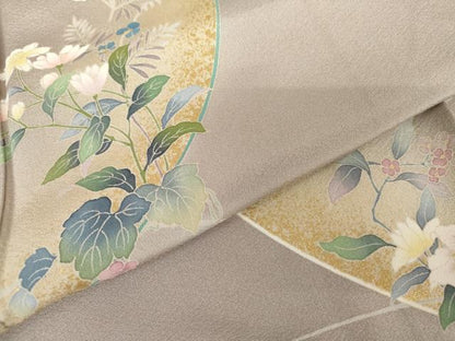 平和屋着物●訪問着　友禅　作家物　枝花文　金彩　正絹　逸品　AABG5296cs