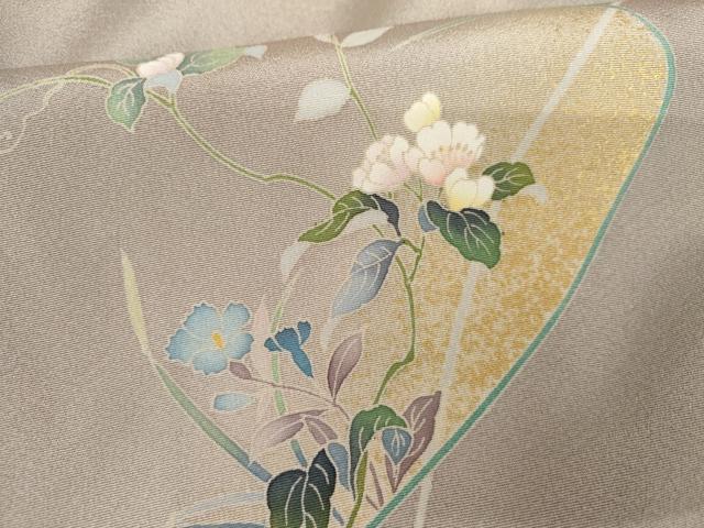 平和屋着物●訪問着　友禅　作家物　枝花文　金彩　正絹　逸品　AABG5296cs