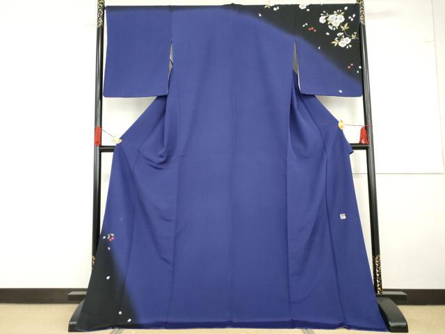 平和屋着物●訪問着　作家物　手描き　枝花文　さくらんぼ　暈し染め　金彩　ロング丈　正絹　逸品　AABG5299cs