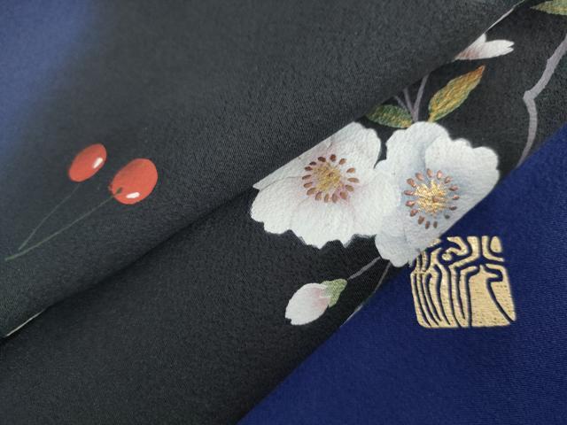 平和屋着物●訪問着　作家物　手描き　枝花文　さくらんぼ　暈し染め　金彩　ロング丈　正絹　逸品　AABG5299cs