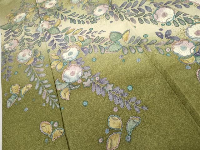 平和屋着物●訪問着　辻が花　暈し染め　金彩　正絹　逸品　AABG5300cs