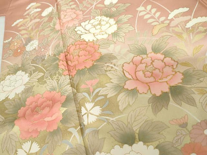 平和屋着物●訪問着　駒刺繍　草花文　暈し染め　金彩　正絹　逸品　AABG5301cs